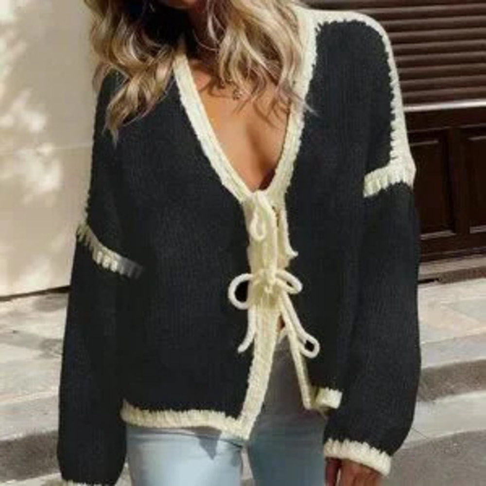 ZARA Black Casual Women's Drop Shoulder Knitted Cardigan